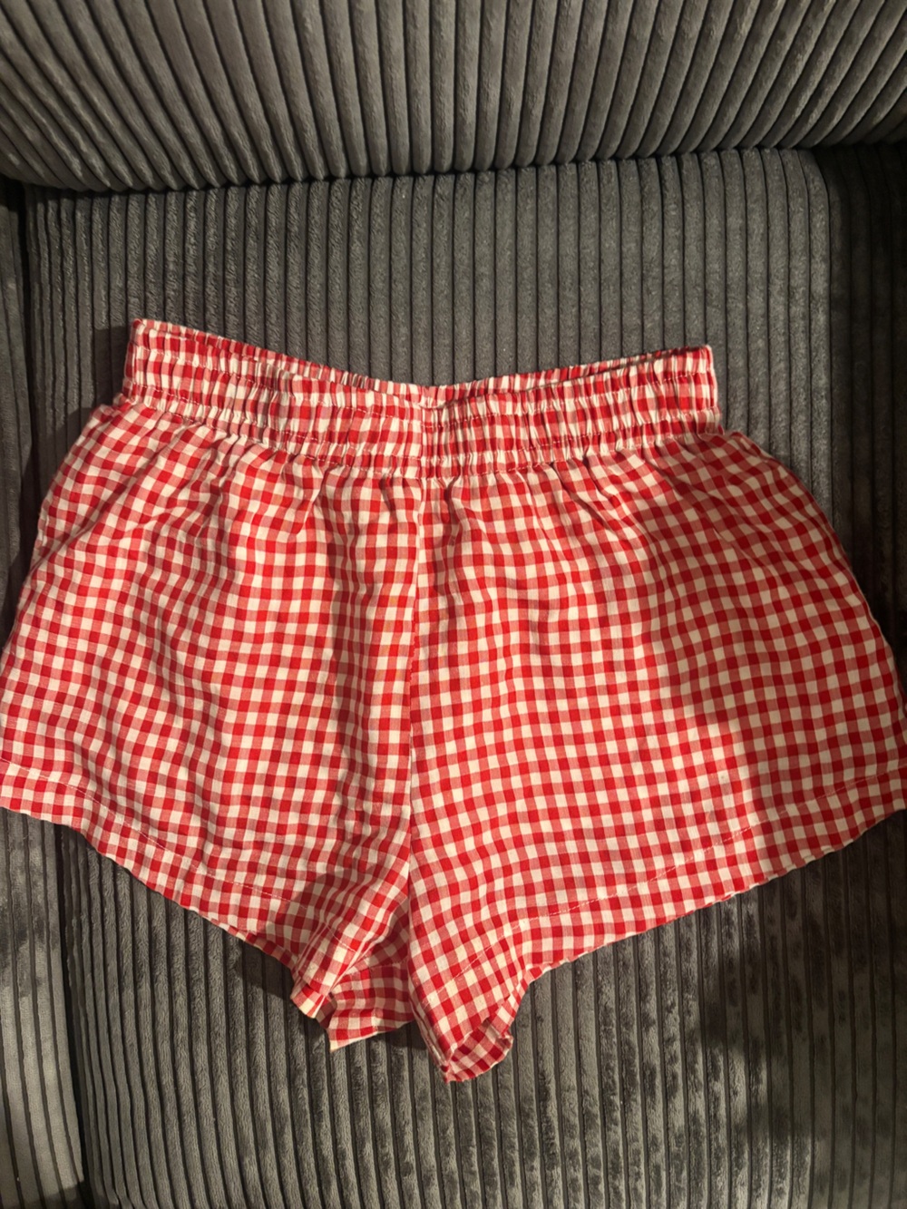 Princess Polly Red and White Gingham Elastic Waist Shorts